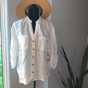 New Vince Camuto Linen ivory button up